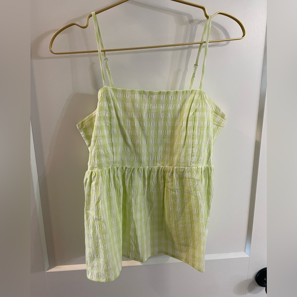 Lime Green Gingham Women's Top